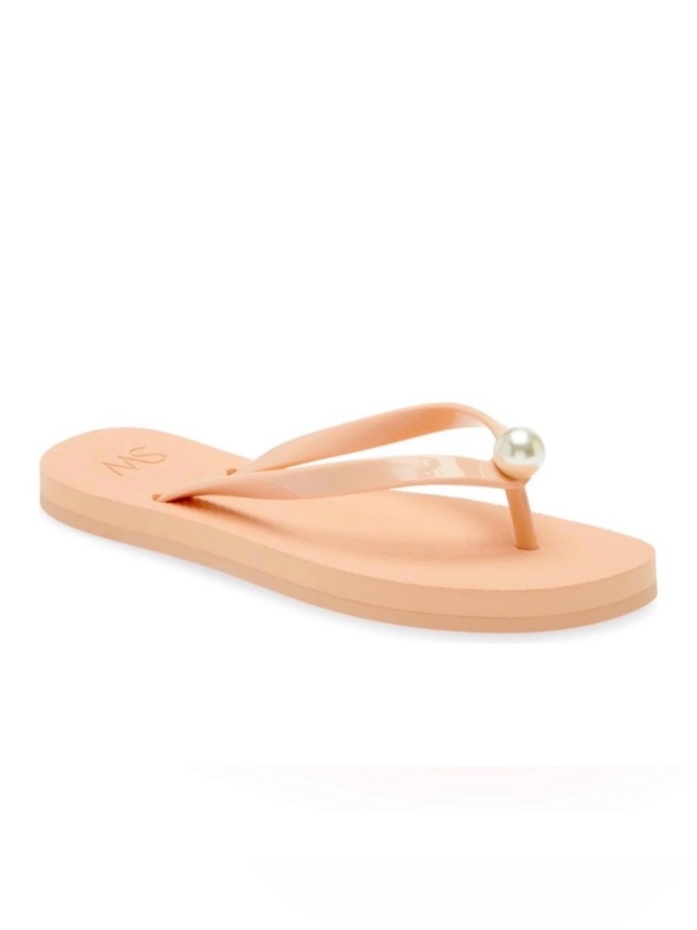 Stuart Weitzman Imitation Pearl Flip Flop in Poudre Size 9